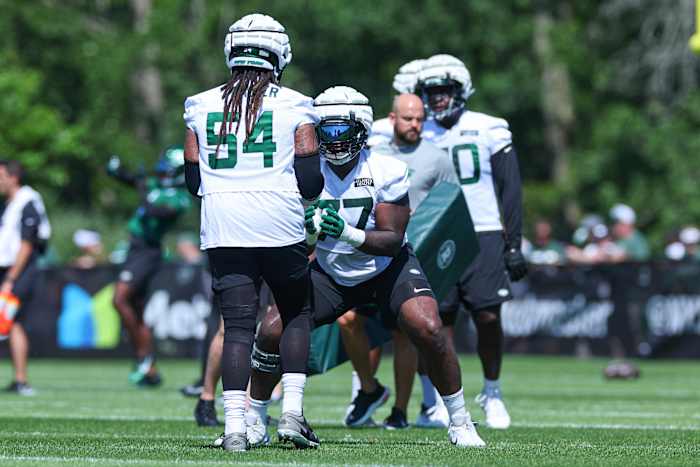 OT Mekhi Becton (77) and Billy Turner (54)